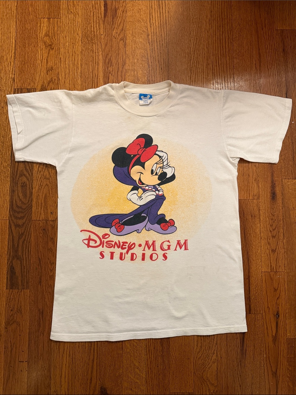 VINTAGE 90s Disney MGM Studios Minnie Mouse Tee - Purple Dress and Pearls